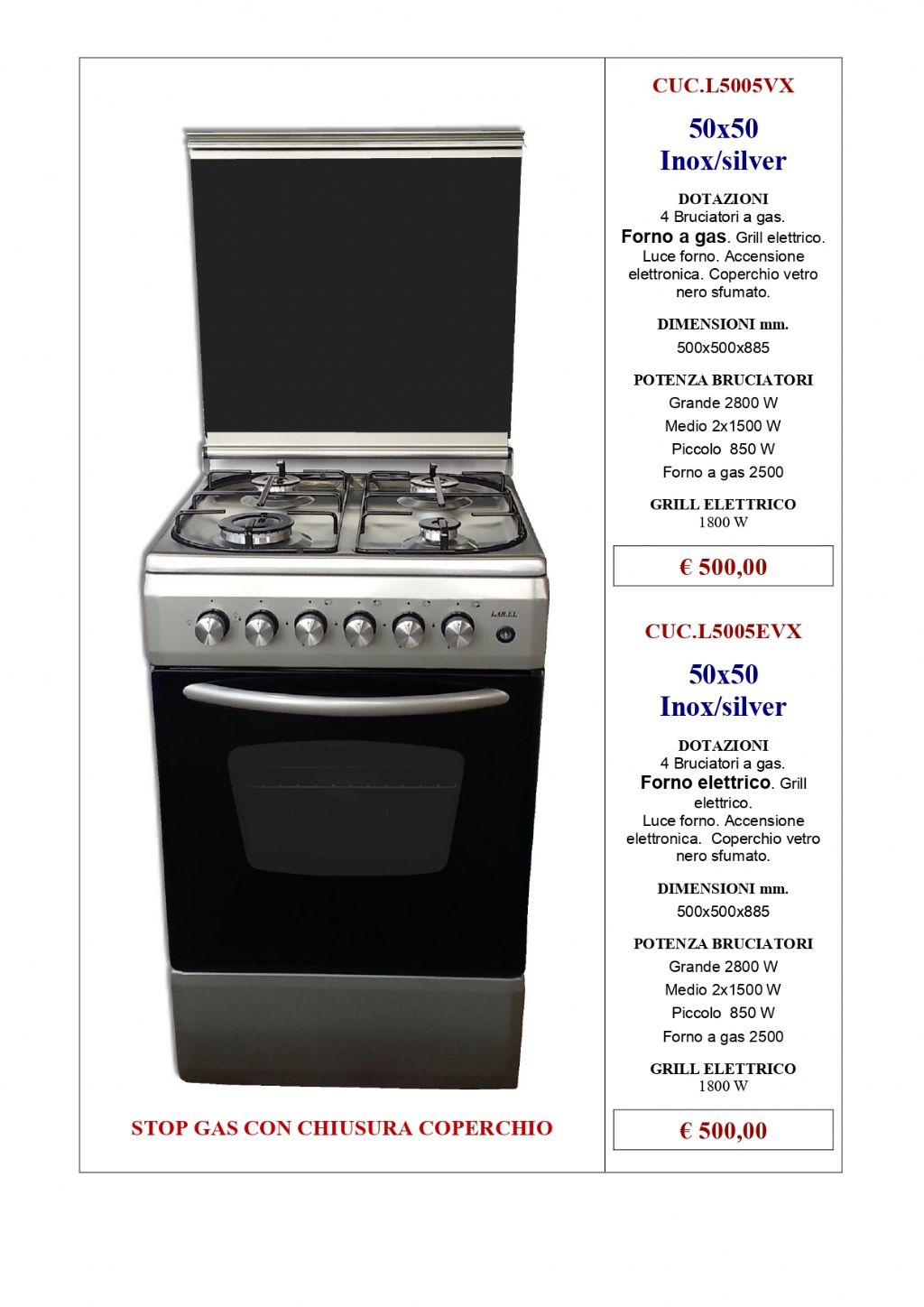 CUCINA LAREL L5005VX/L5005EVX INOX